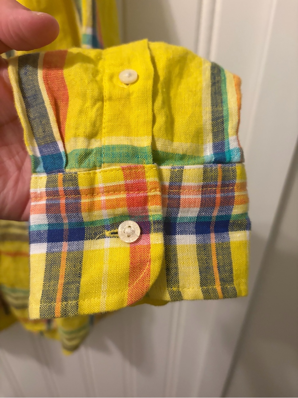 Lauren Ralph Lauren 100% Linen Vibrant Yellow Madras Plaid Tunic XL - Picture 7 of 11